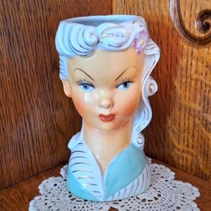 Vintage Lefton Head Vase Planter 6"